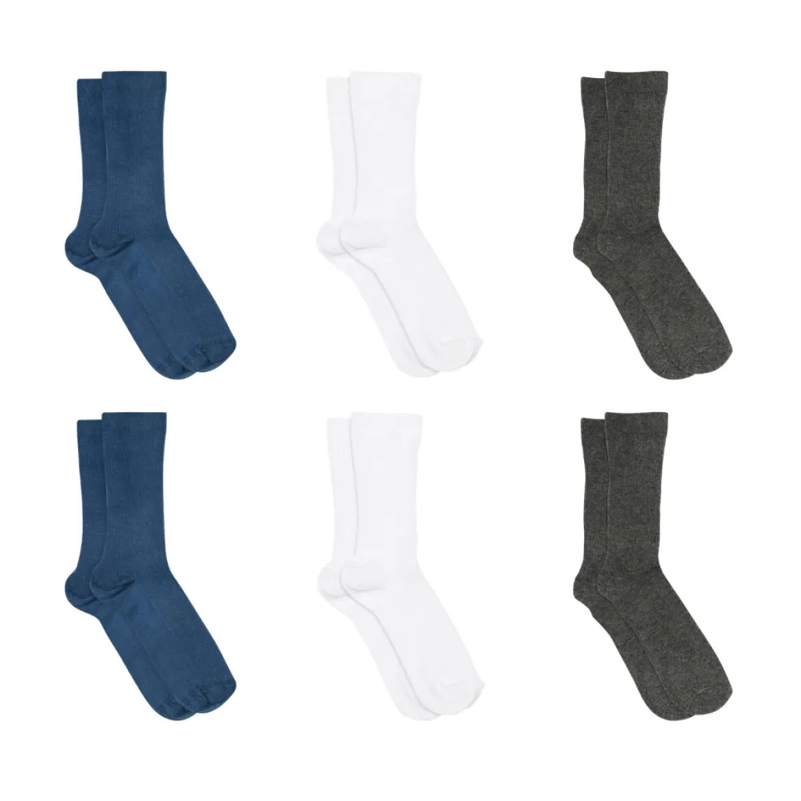 Fine cotton rib socks 6-pack - Classic Neutrals