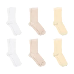 Fine cotton rib socks 6-pack - Light Neutrals