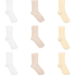 Fine cotton rib socks 9-pack - Light Neutrals