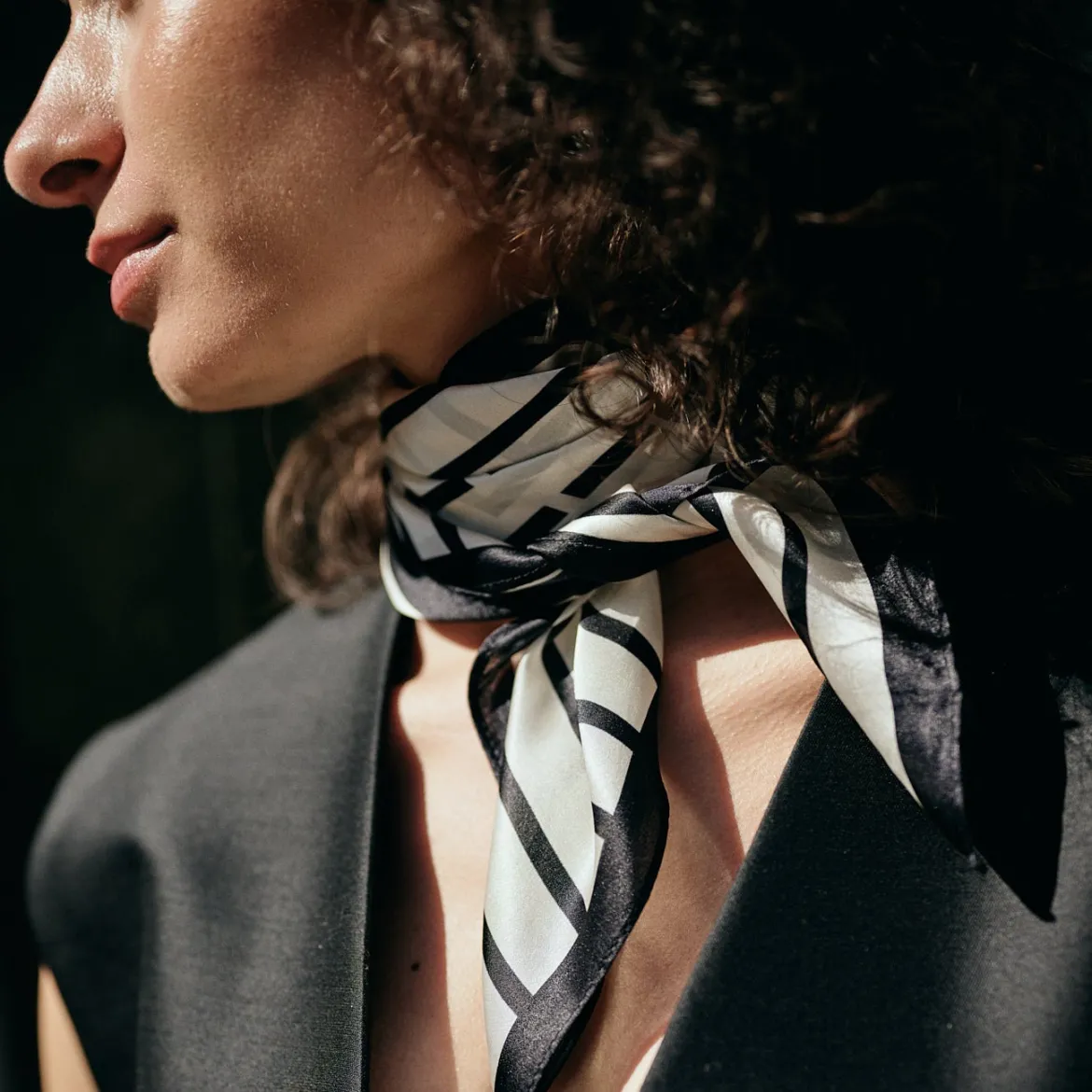 Lines silk scarf